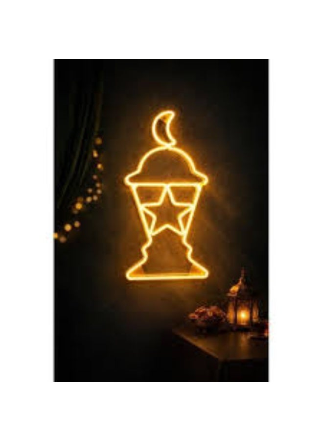 إضاءة حائط ليد رمضان على شكل فانوس ونجمة – مقاس 50 × 23 سم – ديكور رمضاني أصفر من YU WELL - Image 2